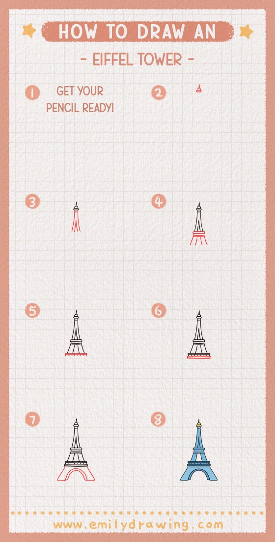 how to draw an eiffel tower pinterest pin